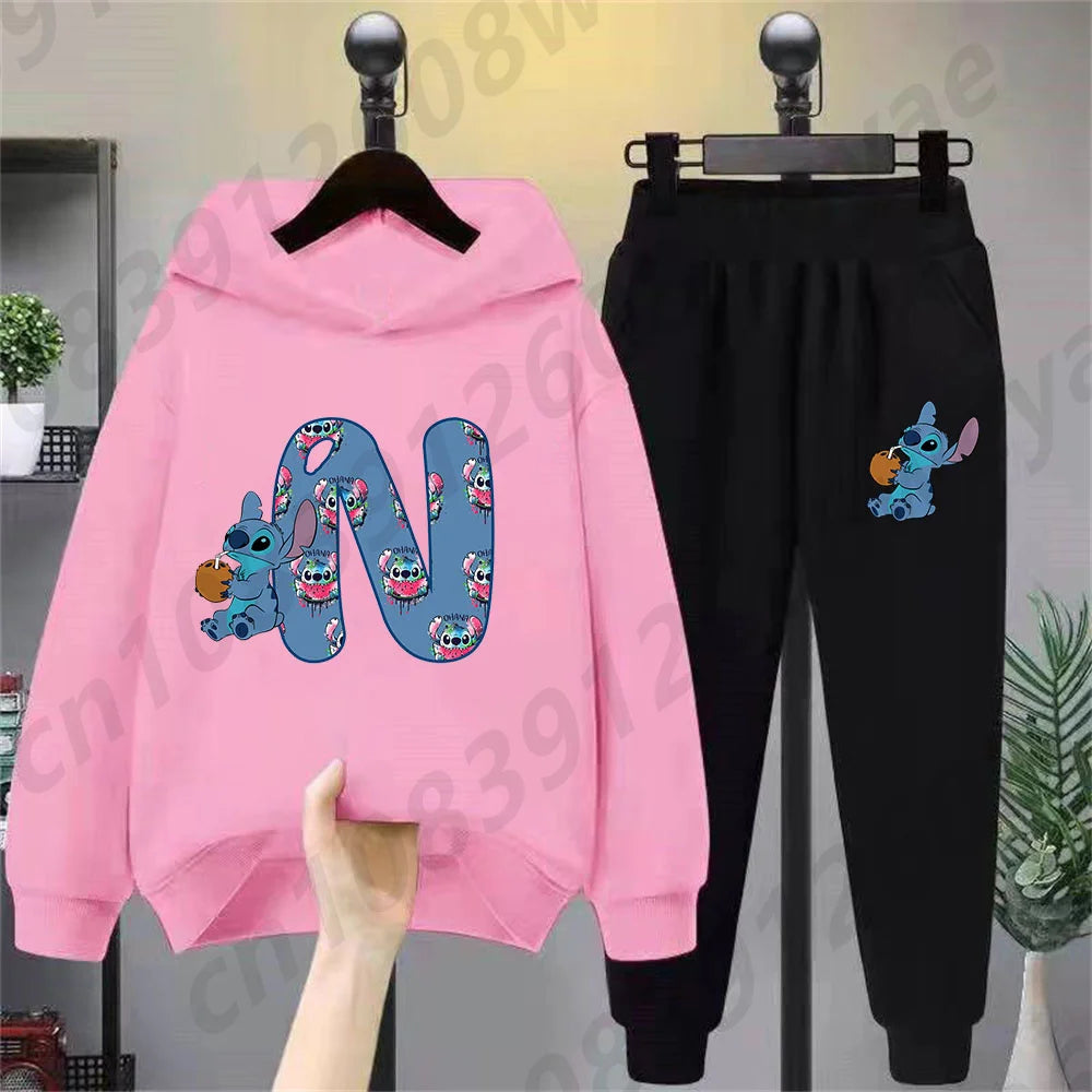 Lilo & Stitch Hoodie Set – Birthday Lucky Letters Children’s Hoodie for Girls & Boys, Harajuku Style Casual Wear