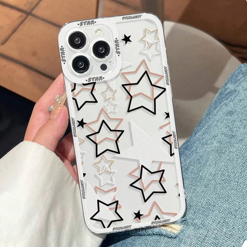 Five-Pointed Star Transparent Phone Case – Soft Cover for Xiaomi Mi 11, 11T, 12, 12T, 13, 13T, 14, Poco X5, F5, X6, M6 Pro (5G & 4G)