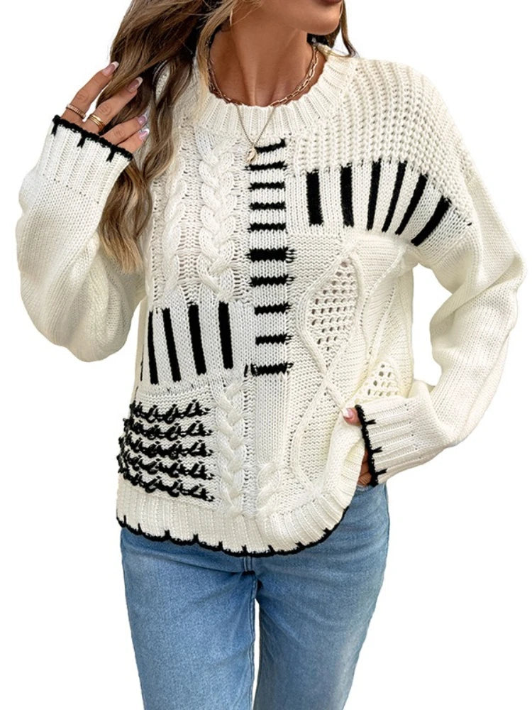 Women’s Casual Loose Knit Sweater – Long Sleeve Winter Pullover Vintage Style Knitwear Top
