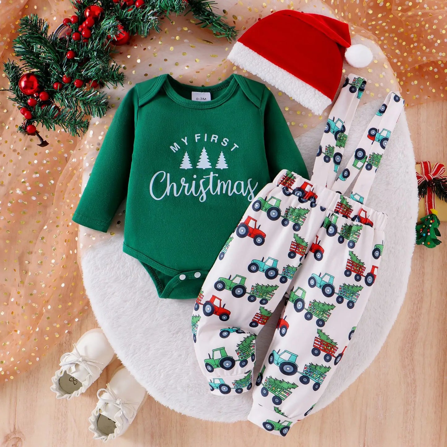 Ceeniu My First Halloween Baby Outfit – Boys Long Sleeve Letter Romper with Suspender Pants & Hat, Newborn Costume