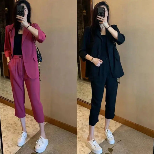 Women’s Casual Two-Piece Suit Set – Elegant Blazer & Pants Office Outfit | Fall 2025 Fashion