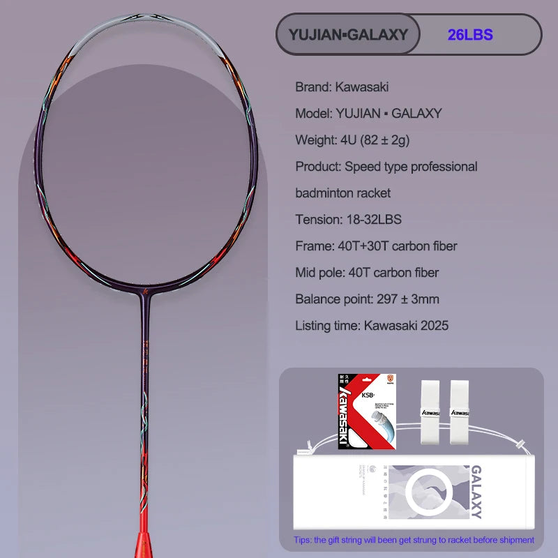 Kawasaki YUJIAN GALAXY 4U Badminton Racket 2025 Model High Speed 200km/h Air Boom Racquet