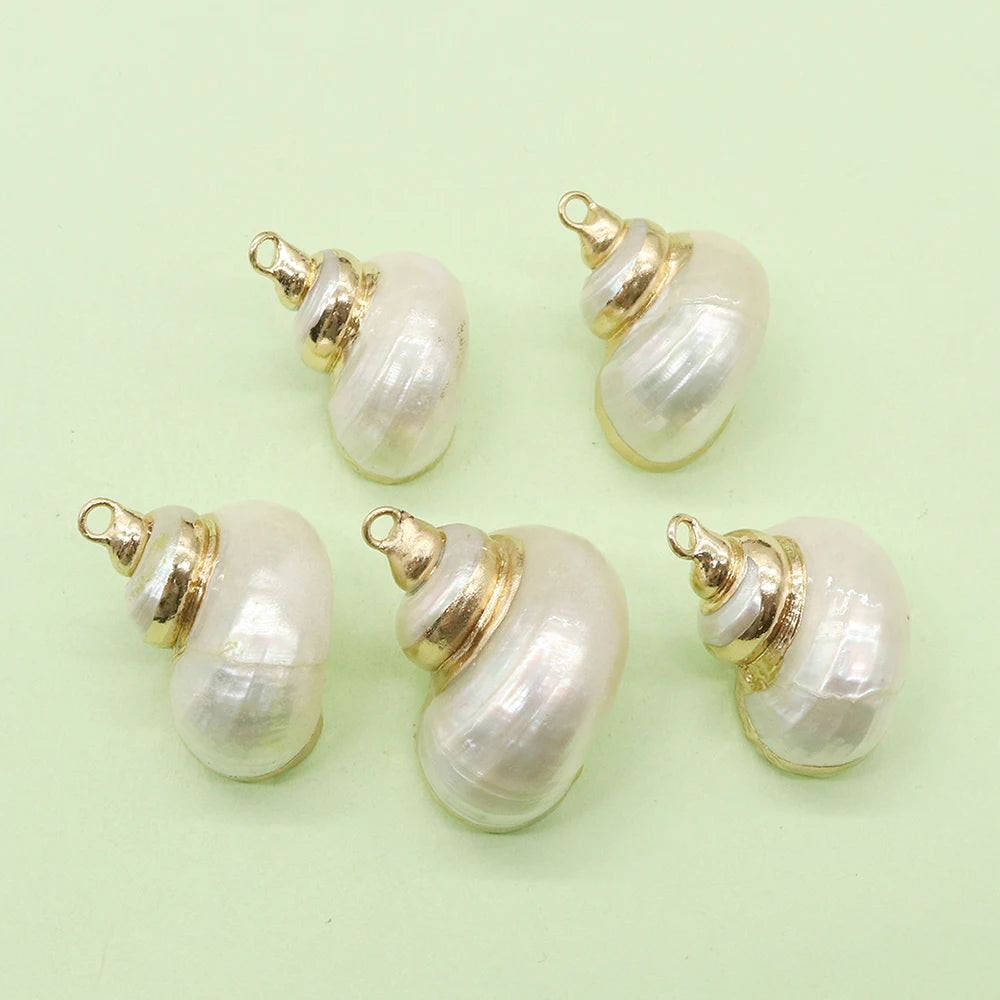 Natural Seashell Charms – Mother of Pearl Conch & Cowrie Shell Pendants for DIY Jewelry Making