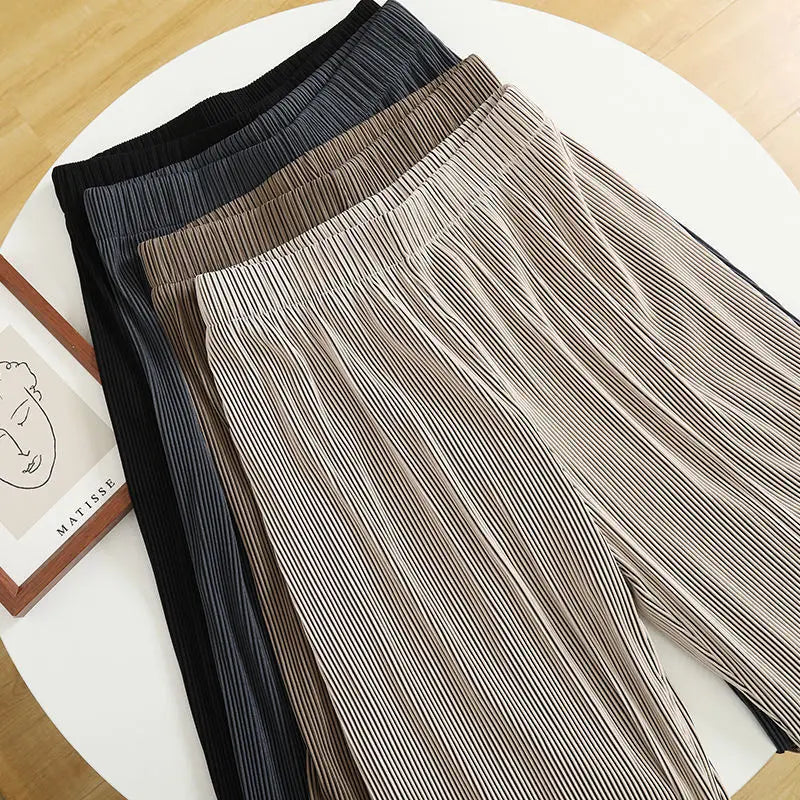 Women’s Casual Straight Pants – Elastic Waist Soft Trousers | Summer All-Match Streetwear 2025