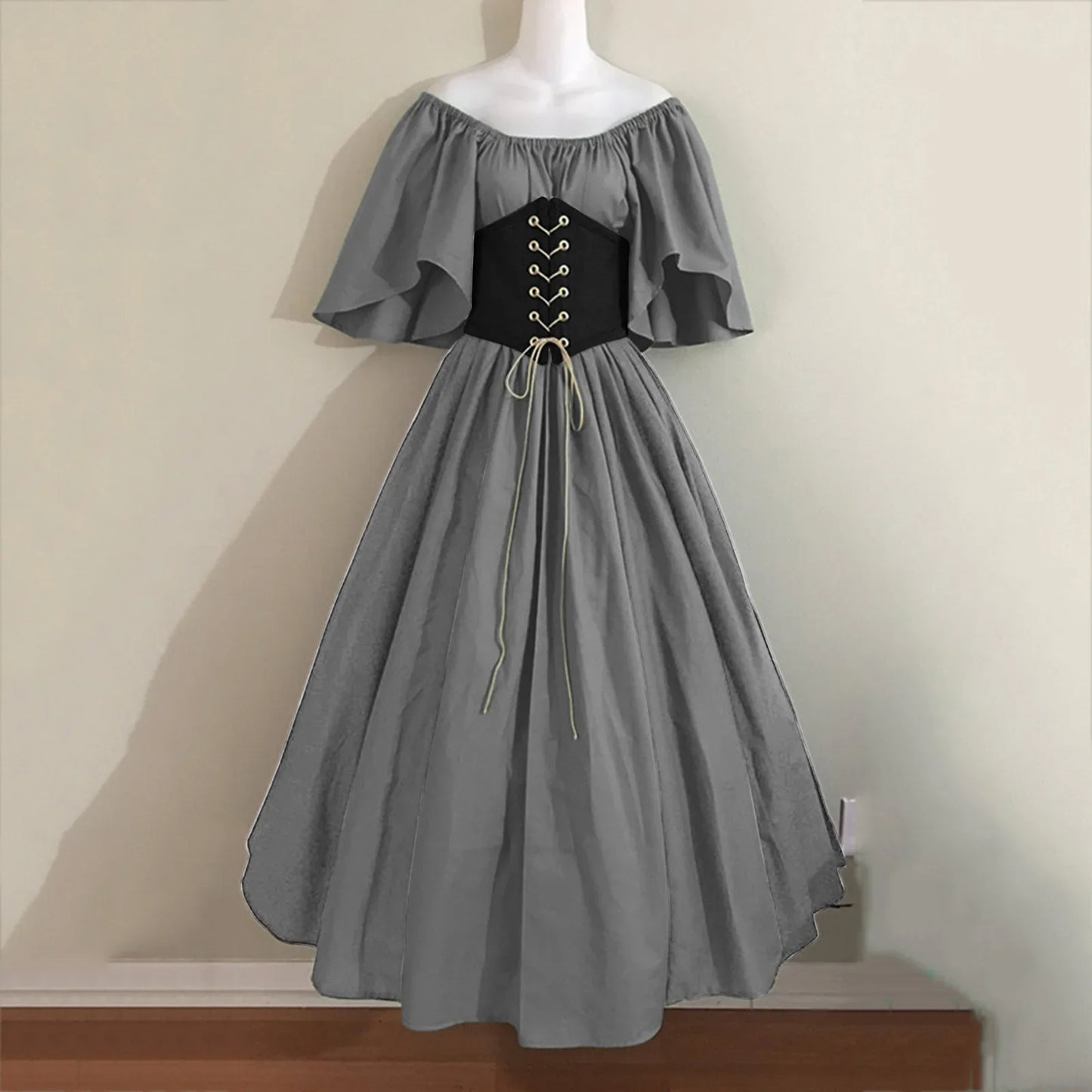 2025 Halloween Women’s Medieval Cosplay Costume – Retro Slim Swing One-Shoulder Dress for Love Live & Party