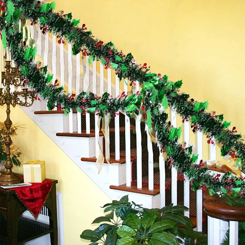 Christmas Tinsel Garland – Shiny Metallic Tree Decoration for Home & Living Room