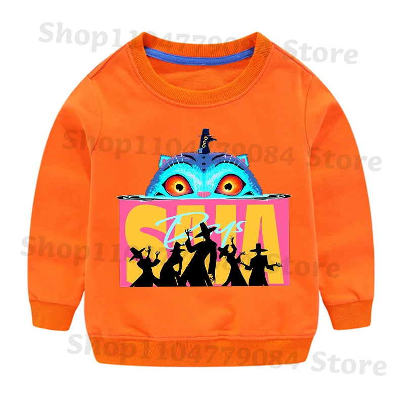 K-pop Demon Hunters Round-Neck Sweatshirt – Cute Anime Cartoon Hoodie for Children, Boys & Girls, Spring & Autumn Sport Fashion
