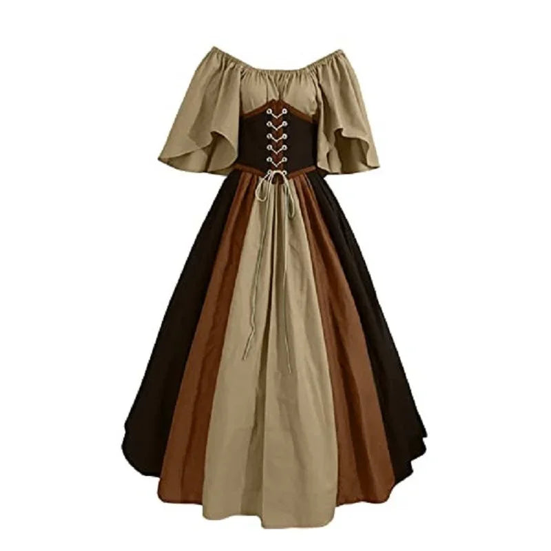 2025 Halloween Women’s Medieval Cosplay Costume – Retro Slim Swing One-Shoulder Dress for Love Live & Party