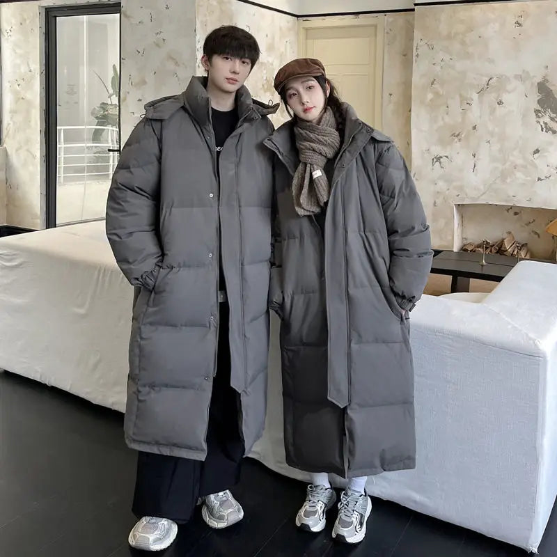 2025 Winter Oversized Down Jacket – Loose Hooded Windproof White Duck Down Coat for Women & Couples
