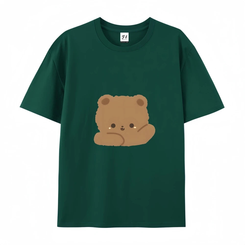 2025 New Y2K Women’s Oversized T-Shirt – Cute Bear Print Cotton Summer Top, Loose Fit Streetwear