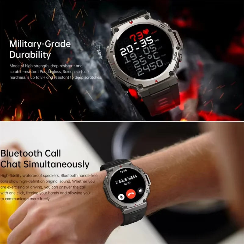 T-Rex 3 GPS Smart Watch – AMOLED Touch Screen 5ATM Waterproof Outdoor Fitness Smartwatch with Compass for Men (Compatible with Xiaomi)