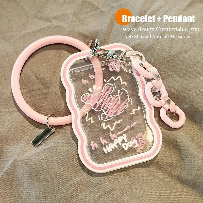 1PC Cute Acrylic ID Card Holder with Lanyard – For Student, Work, Campus, Bus, and Access Control Cards