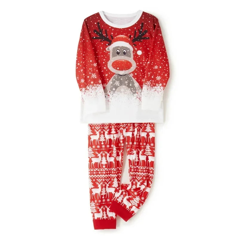 2026 Family Christmas Pajamas Set – Cute Elk Print Parent-Child Matching Loungewear & Baby Romper