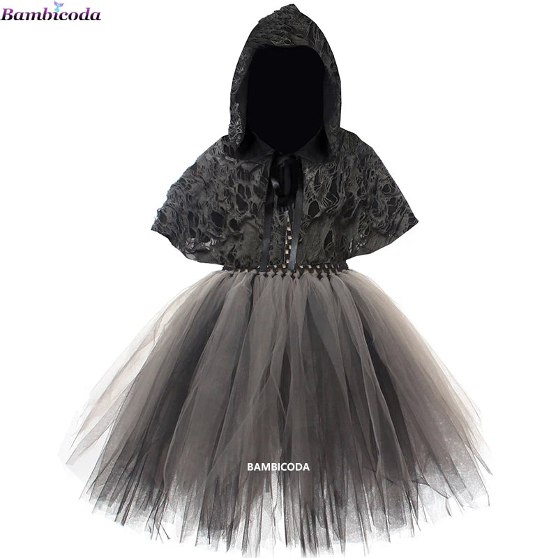 2025 Halloween Girls Demon & Death Costume – Medieval Hooded Cloak for Horror Cosplay and Party Fancy DressHalloween, Girls Costume, Demon Costume, Death Costume, Horror Costume