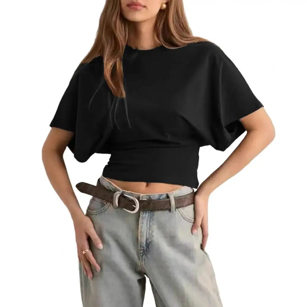 Women’s Casual Solid Color T-Shirt – Stylish Breathable Round Neck Raglan Tee | Work & Everyday Wear
