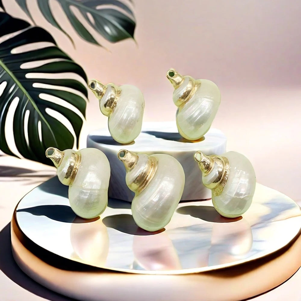 Natural Seashell Charms – Mother of Pearl Conch & Cowrie Shell Pendants for DIY Jewelry Making