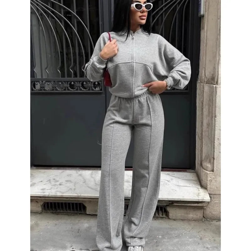 Women’s 2025 Casual Two-Piece Pants Set – Long-Sleeved Cardigan Sweatshirt & Trousers | Autumn & Winter Street Fashion