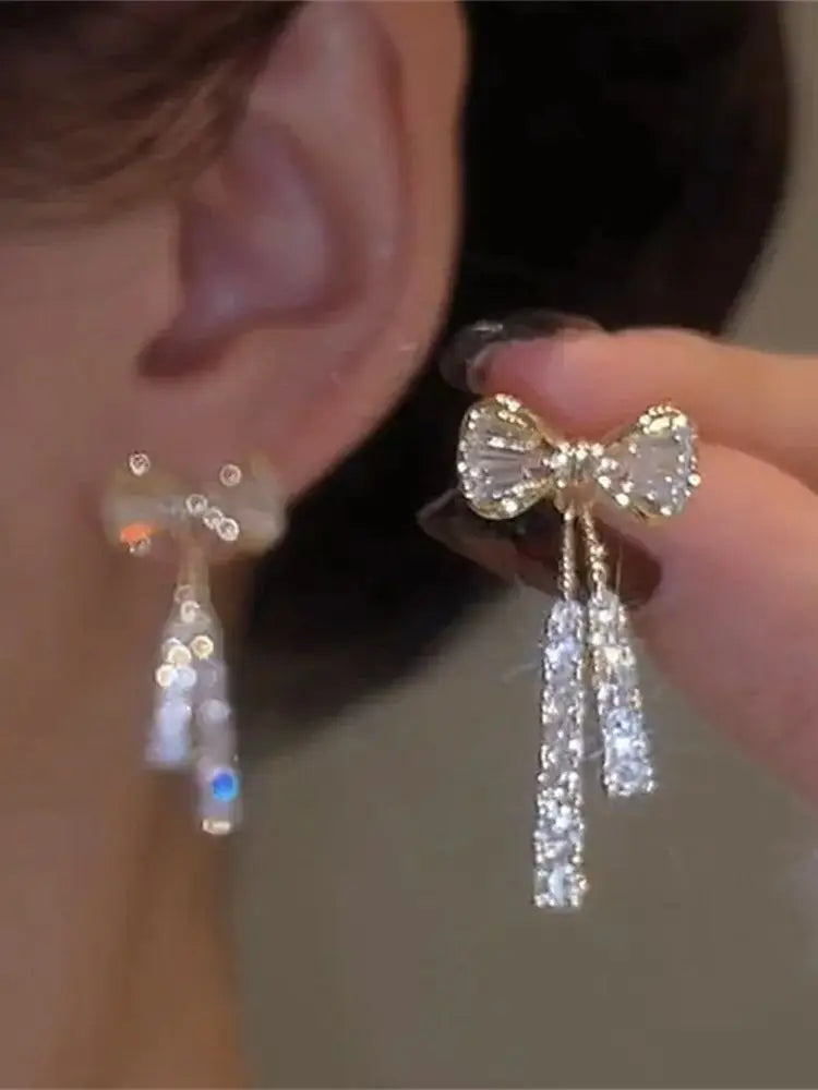 Fashion Bow Crystal Zircon Earrings – Trendy Party Jewelry for Women & Valentine’s Day Gift