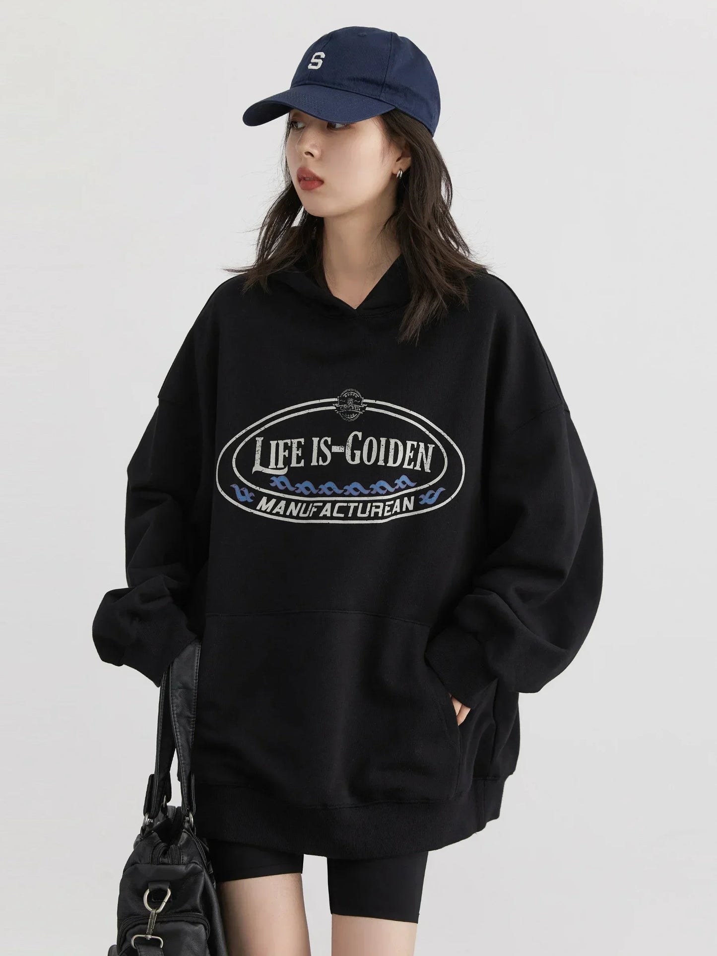 CHIC VEN Women’s Sweatshirt – Retro Letter Printed Hoodie, Loose Cotton Streetwear Top for Spring & Autumn