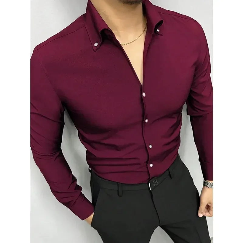 Men’s 4-Color Long Sleeve Polo Shirt – Casual Breathable Lapel T-Shirt for Everyday Wear