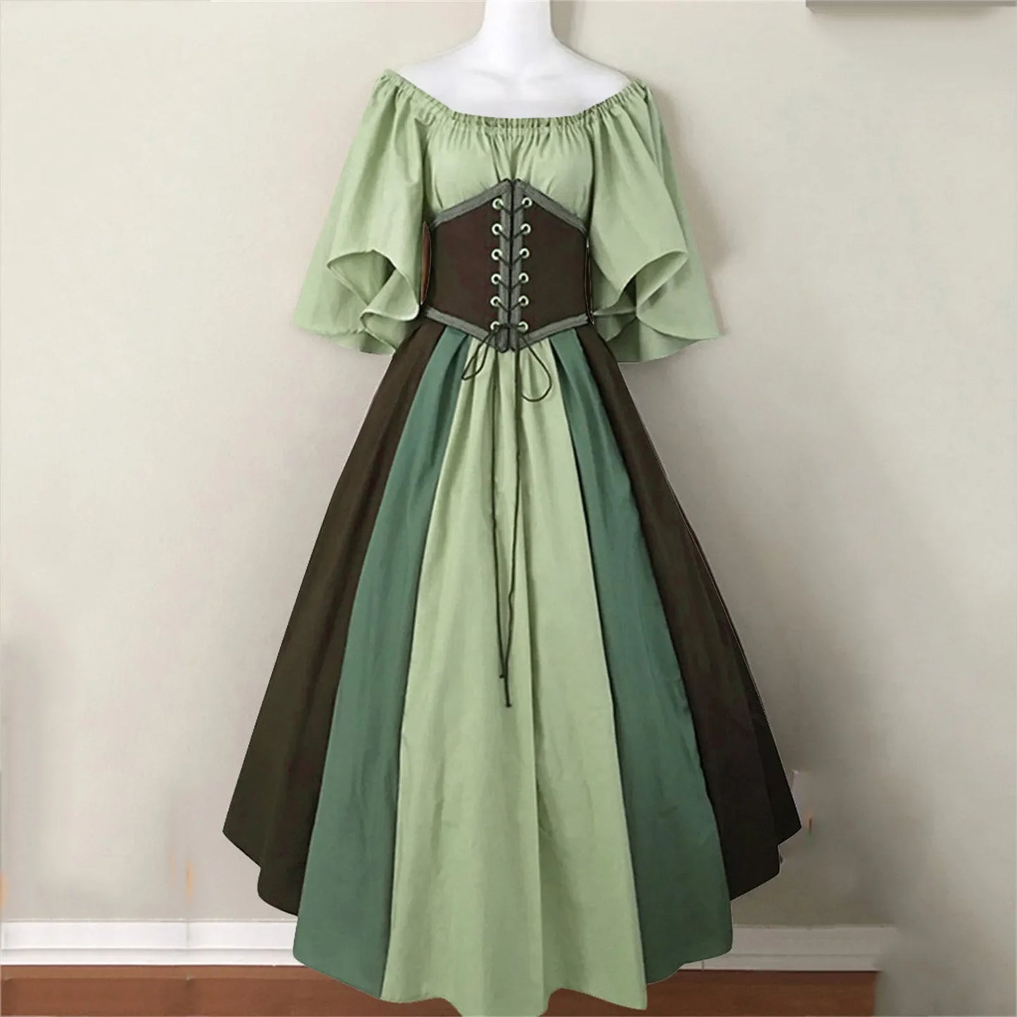 2025 Halloween Women’s Medieval Cosplay Costume – Retro Slim Swing One-Shoulder Dress for Love Live & Party