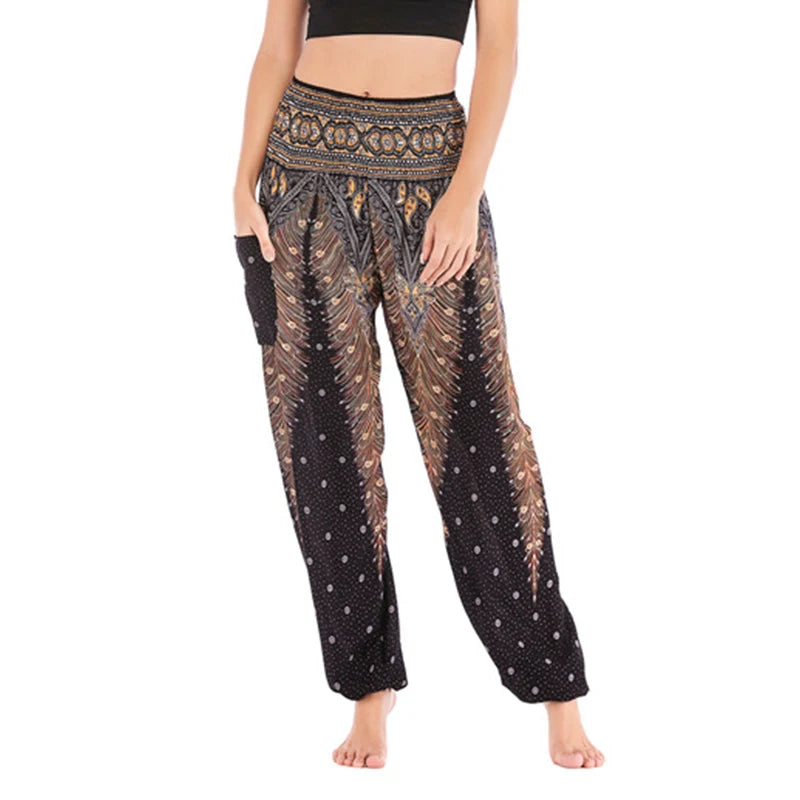Women’s Thai Harem Pants – High Waist Baggy Yoga Bloomers | Summer Beach Wide-Leg Lantern Trousers