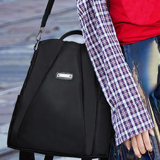 Neutral Style Nylon Backpack – Unisex Travel Bag with 3 Carry Straps for Men & Women