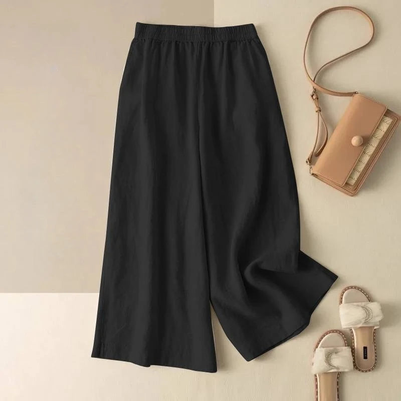 Women’s Casual Cotton Linen Pants – Vintage Wide Leg Capri Sweatpants | Summer Joggers Fashion Clothing