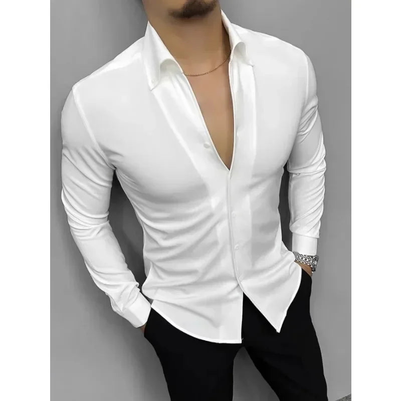Men’s 4-Color Long Sleeve Polo Shirt – Casual Breathable Lapel T-Shirt for Everyday Wear
