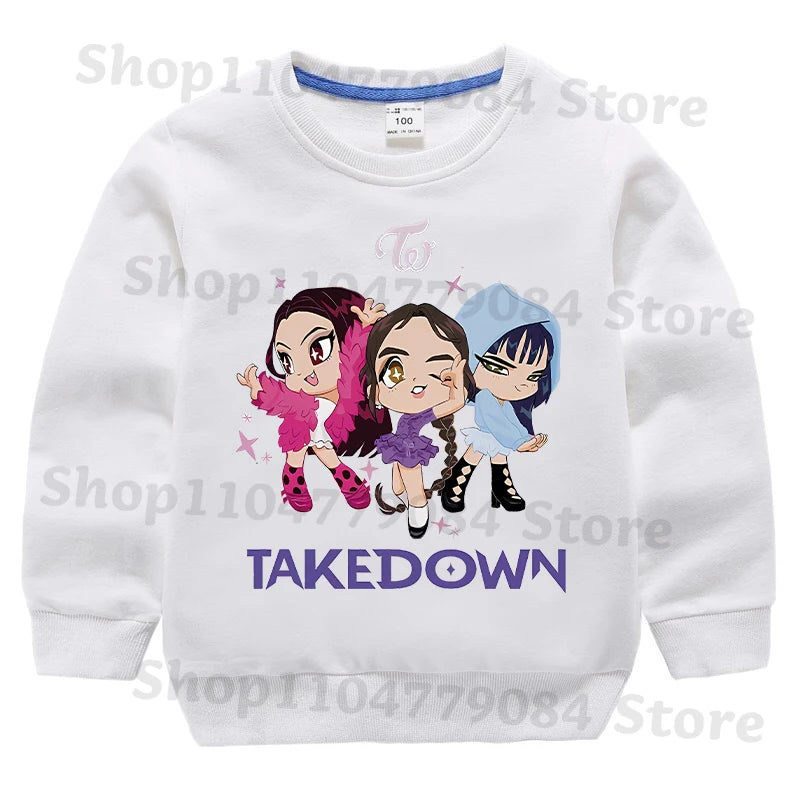 K-pop Demon Hunters Round-Neck Sweatshirt – Cute Anime Cartoon Hoodie for Children, Boys & Girls, Spring & Autumn Sport Fashion