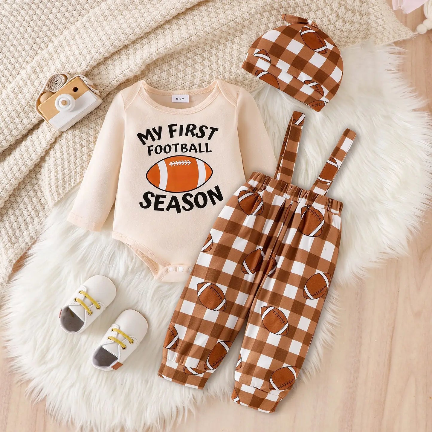 Ceeniu My First Halloween Baby Outfit – Boys Long Sleeve Letter Romper with Suspender Pants & Hat, Newborn Costume