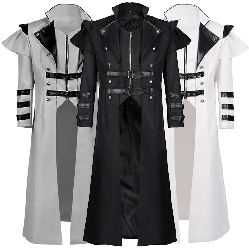2025 Halloween Medieval Cosplay Costume – Stage Performance Outfit with Split Windbreaker, Hat, and Scepter for Palace Banquet