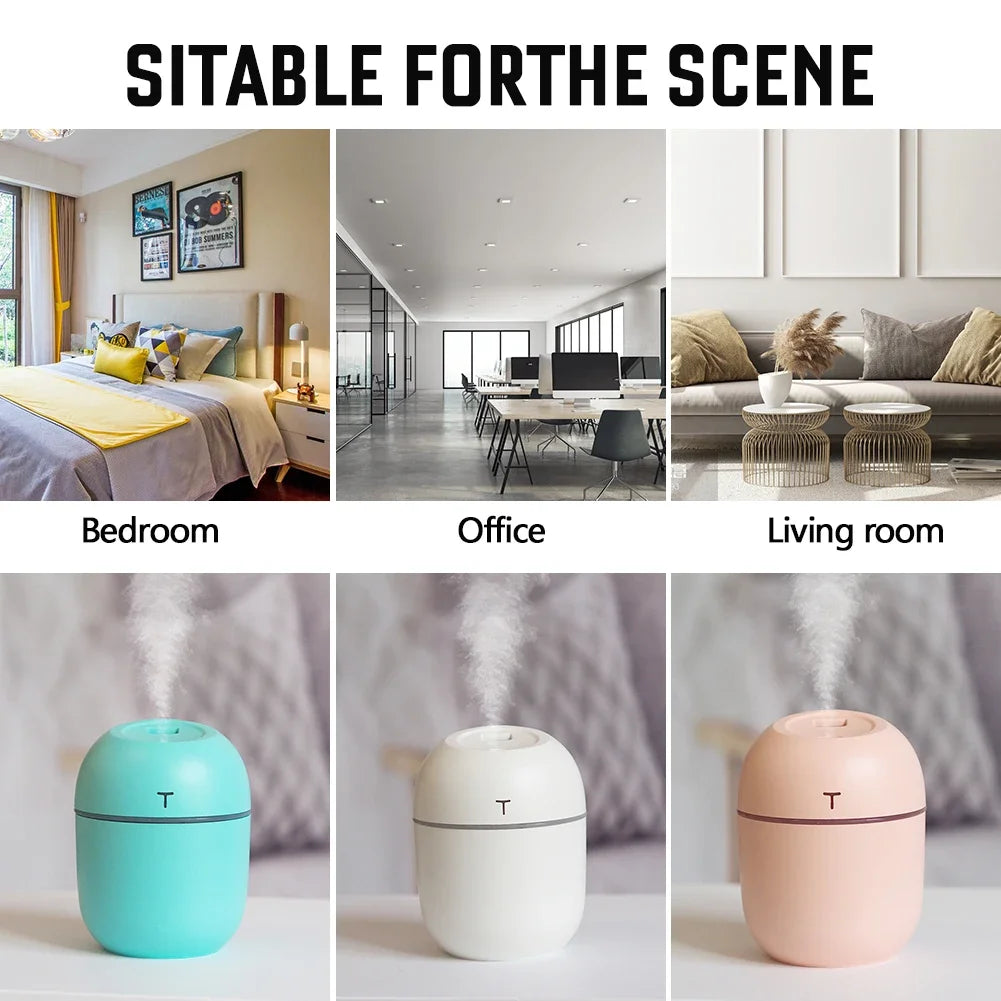 220ml Mini USB Air Humidifier – Ultrasonic Essential Oil Diffuser & Car Purifier with LED Night Light