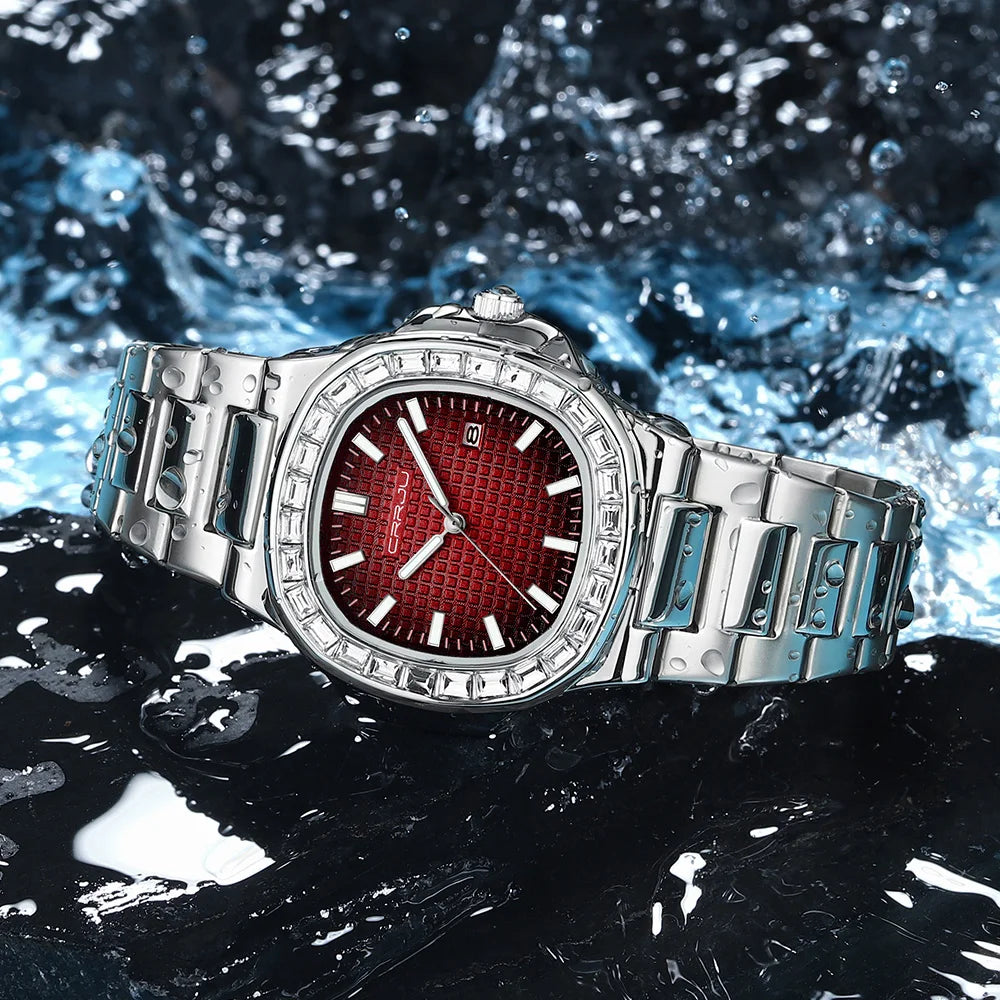CRRJU Luxury Men’s Stainless Steel Quartz Watch – High-Quality Fashion Wristwatch with Calendar Display