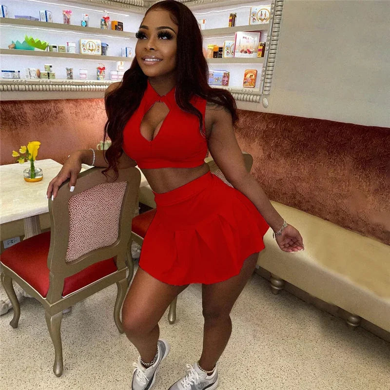 Women’s Streetwear Crop Top & Skirt Set – Sporty Two-Piece Matching Outfit for Club, Party & Casual Wear