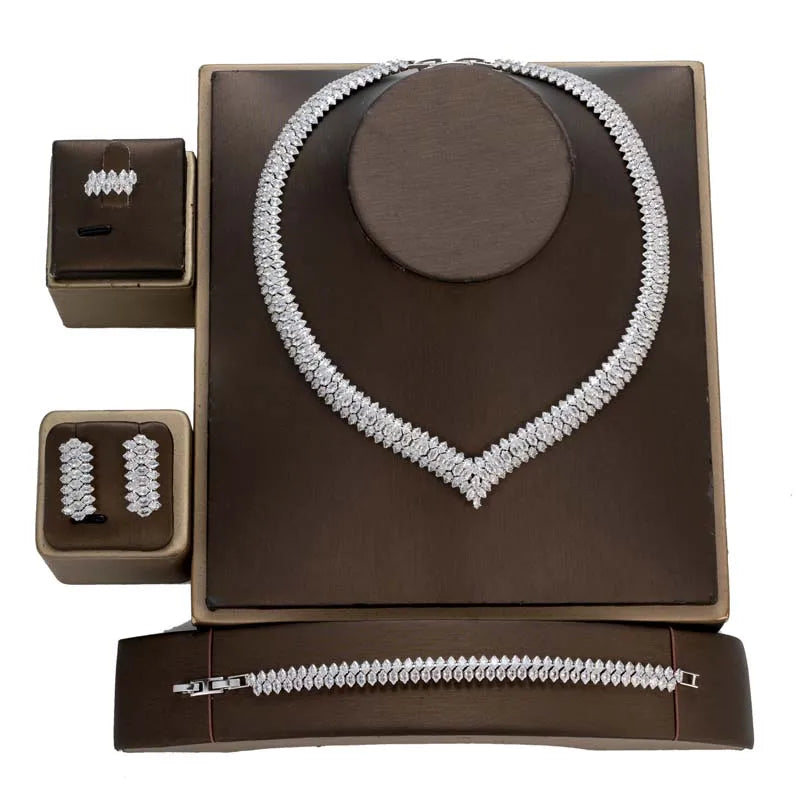 HADIYANA Luxury Cubic Zirconia Jewelry Set – Exquisite High-Quality Bridal Wedding Accessories for Women (BN9297)