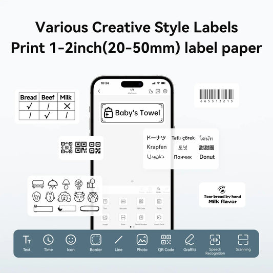 Niimbot B1 Portable Thermal Label Printer – Bluetooth Mini Sticker & Adhesive Paper Printer (2-Inch Label Maker)