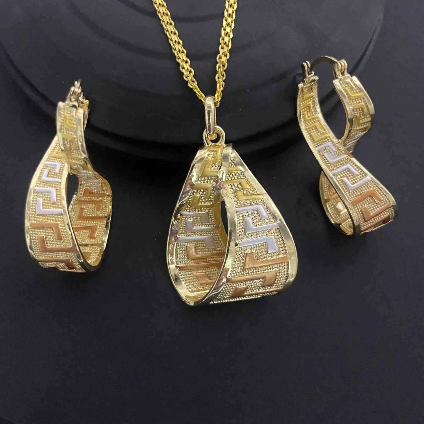 Luxury 18K Gold Plated Jewelry Set for Women – Italian Wedding Necklace, Earrings & Bracelet Bridal Gift Set