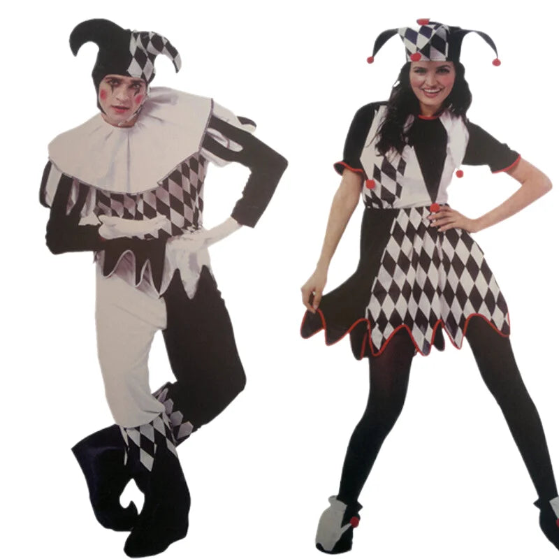 2025 Halloween Adult Cosplay Costume – Funny Clown Outfit with Hat for Men & Women, Carnival Dress-Up Party Set