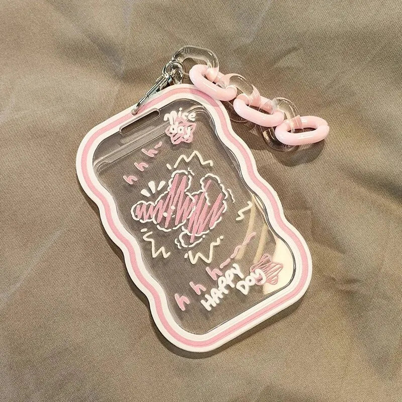 1PC Cute Acrylic ID Card Holder with Lanyard – For Student, Work, Campus, Bus, and Access Control Cards