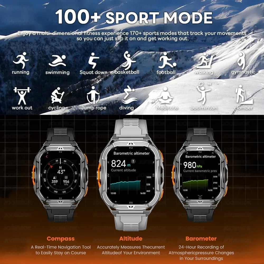 2025 GPS Smart Watch for Men – 1.96” HD AMOLED Display, Compass, Bluetooth Call & 5ATM Waterproof Sport Smartwatch (Android/iOS)