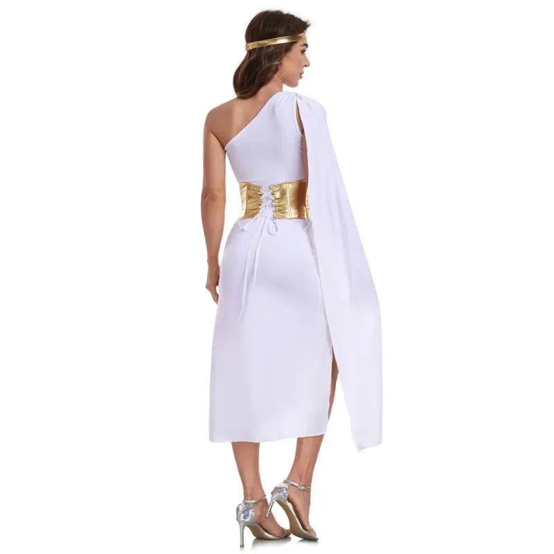 Women’s Ancient Greek Goddess Cosplay Costume – White Princess Dress for Halloween, Carnival & Stage Performance