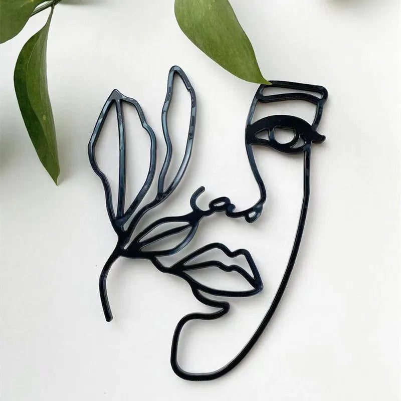 Abstract Minimalist Line Acrylic Gold Cake Topper – Character Art Decoration for Women’s Birthday Party