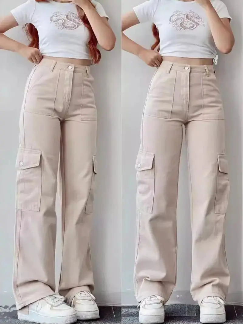 Women’s Versatile Mid-Rise Workwear Pants – Long Fitted Waist with 3D Pockets | Casual & Office Ready