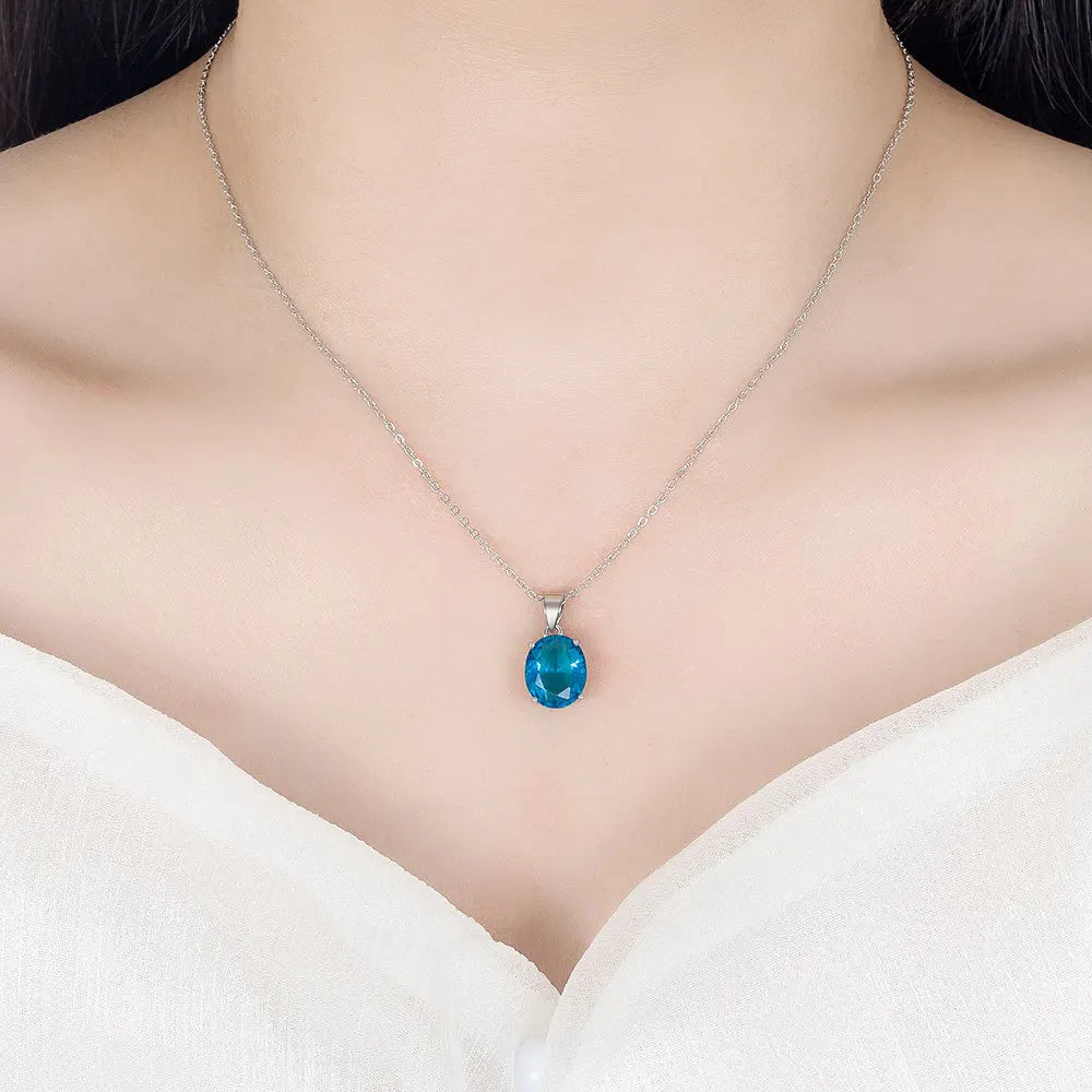 925 Sterling Silver Women’s Jewelry Set – Elegant Ellipse Zircon Ring, Necklace & Earrings