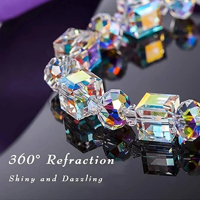 Delysia King Trendy Cube Crystal Bracelet – Luxurious Versatile Wrist Chain Jewelry for Women & Best Friend Gift