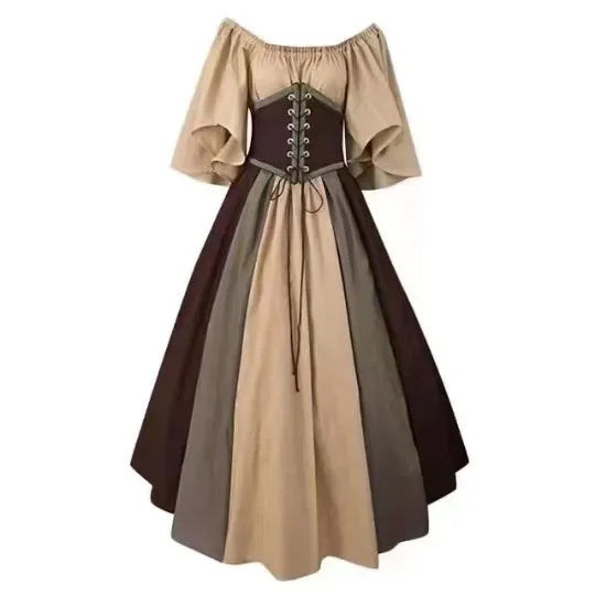 2025 Halloween Women’s Medieval Cosplay Costume – Retro Slim Swing One-Shoulder Dress for Love Live & Party