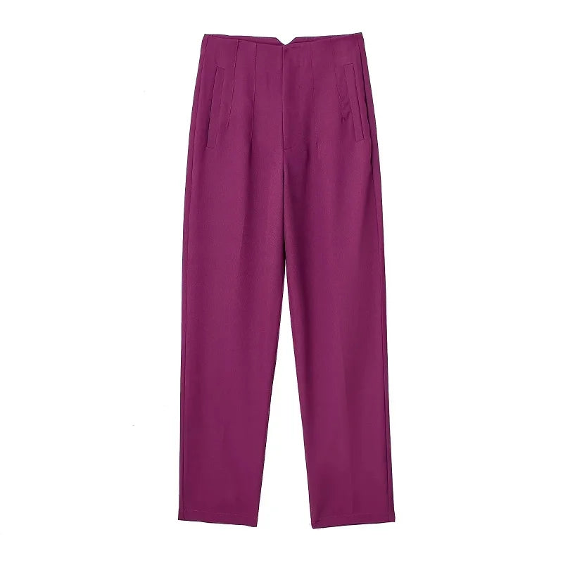 MUJER High-Waist Office Pants – Women’s Formal Pencil Trousers in Black, Pink & White