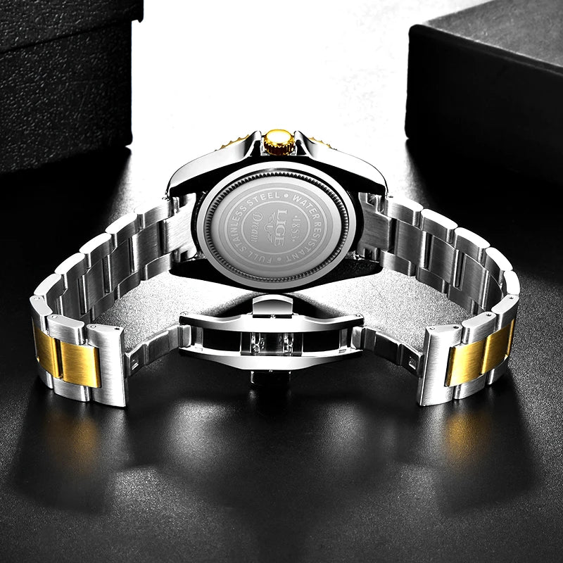LIGE Men’s Luxury Diver Watch – Waterproof Sport Quartz Wristwatch with Date DisplayMen’s Sport Quartz Watch