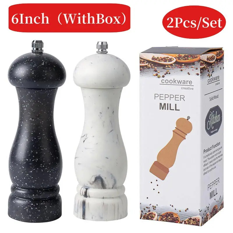 6-Inch Manual Salt & Pepper Grinder – Marble Patterned Spice Mill for Seasoning, BBQ, and Cooking
